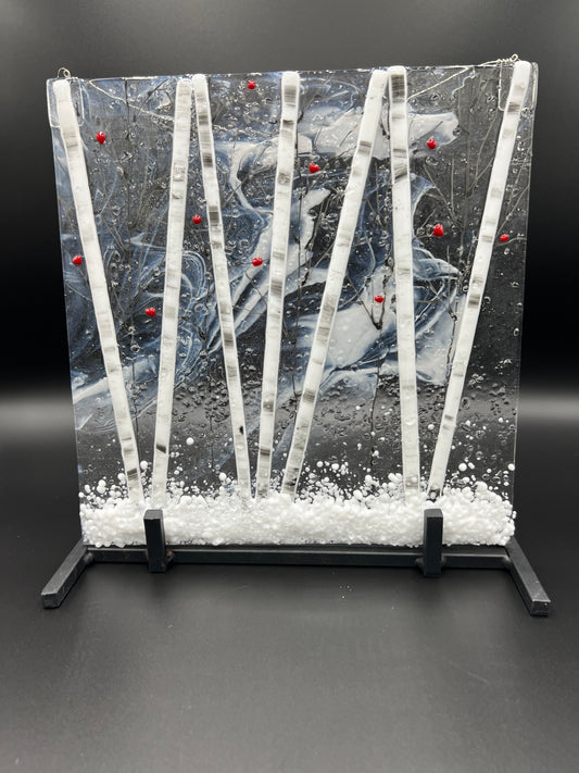 Winter Birch Scene with Stand